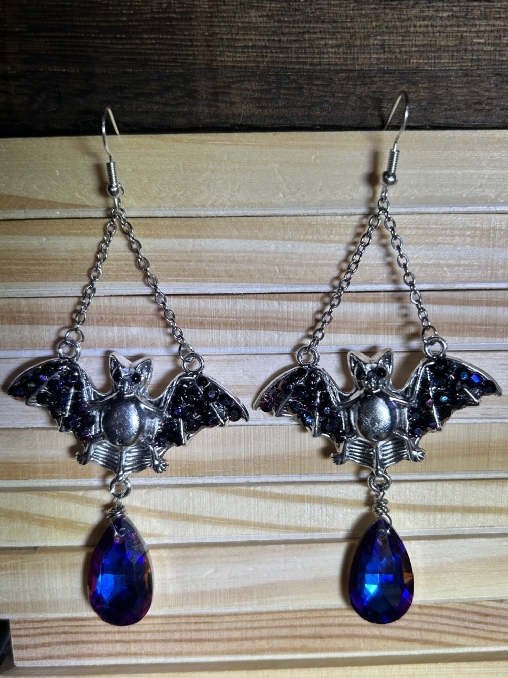 3/$25 Silver Bat Drop Earrings